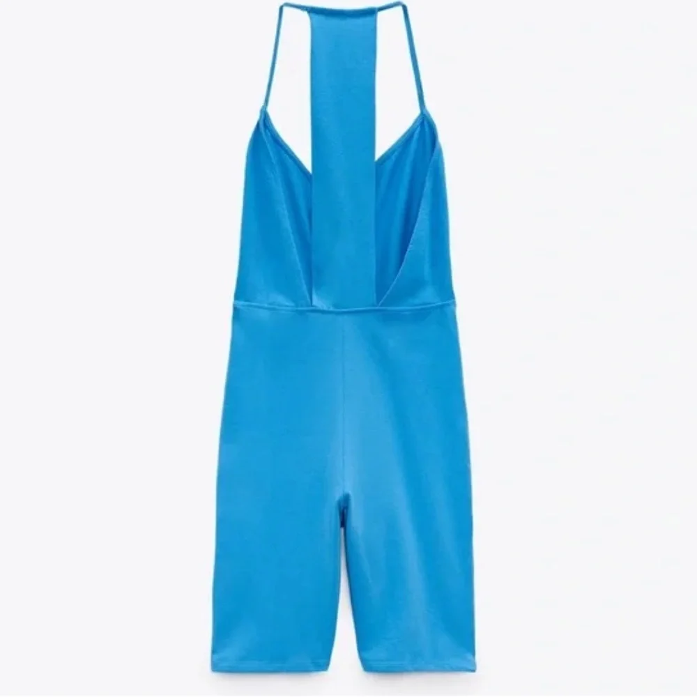 Zara Bright Blue Sleeveless Romper Jumpsuit - Picture 2 of 6